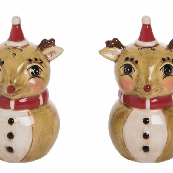 Johanna Parker Reindeer Salt & Pepper Shaker 2 pc Christmas Set Transpac New - Picture 4 of 4